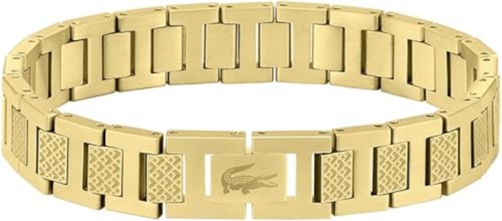 Lacoste Armband met schakels voor heren GRATIS LEVERING, Handtassen en Accessoires, Verzenden, Nieuw, Goud, Staal