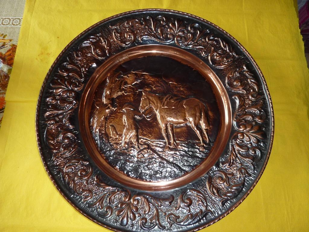 Déco Grande Assiette à suspendre en cuivre Ø 59cm, Enlèvement, Cuivre