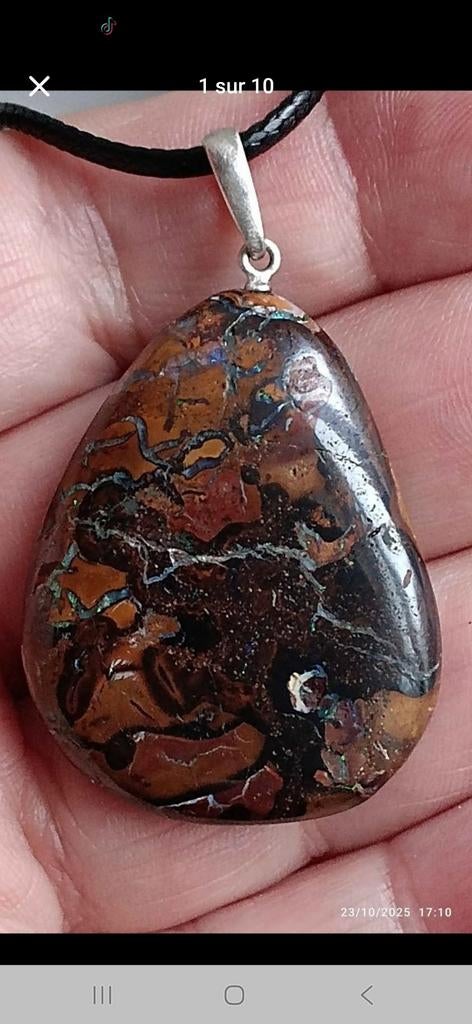 Pendentif en argent massif avec opale boulder d'Australie, Bijoux, Sacs & Beauté, Pendentifs, Neuf, Argent, Brun, Avec pierre précieuse
