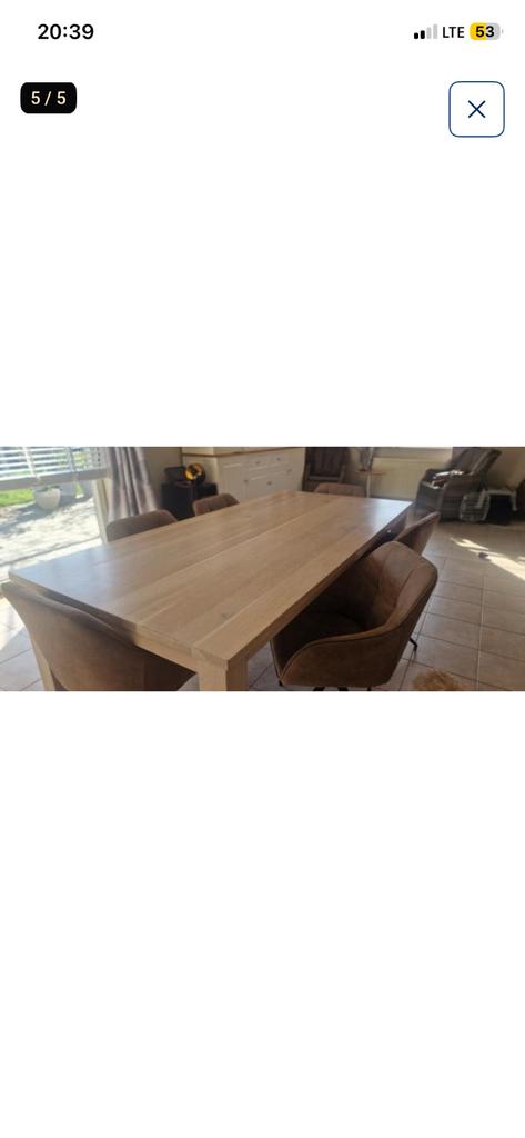 Très belle table en chêne clair bois plein, Maison & Meubles, Tables | Tables à manger, Utilisé, 50 à 100 cm, 200 cm ou plus, Cinq personnes ou plus