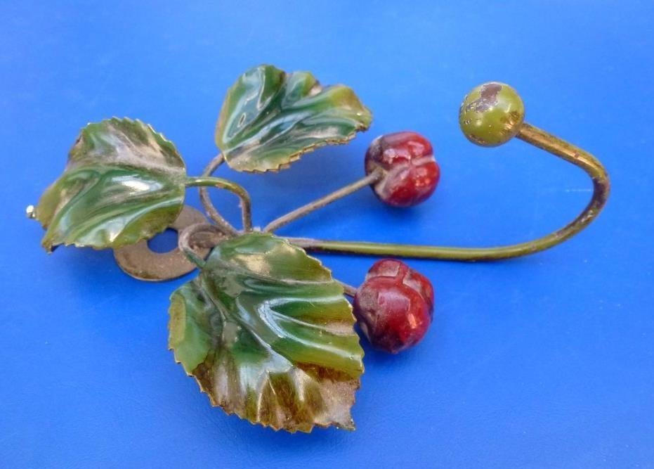 Kapstokje met 1 haakje met kersen, Wandhaken, Ophalen of Verzenden, Zo goed als nieuw, Minder dan 100 cm