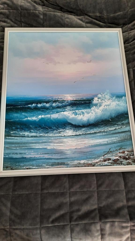 Tableau peinture " la mer, ses vagues et ses mouettes", Enlèvement