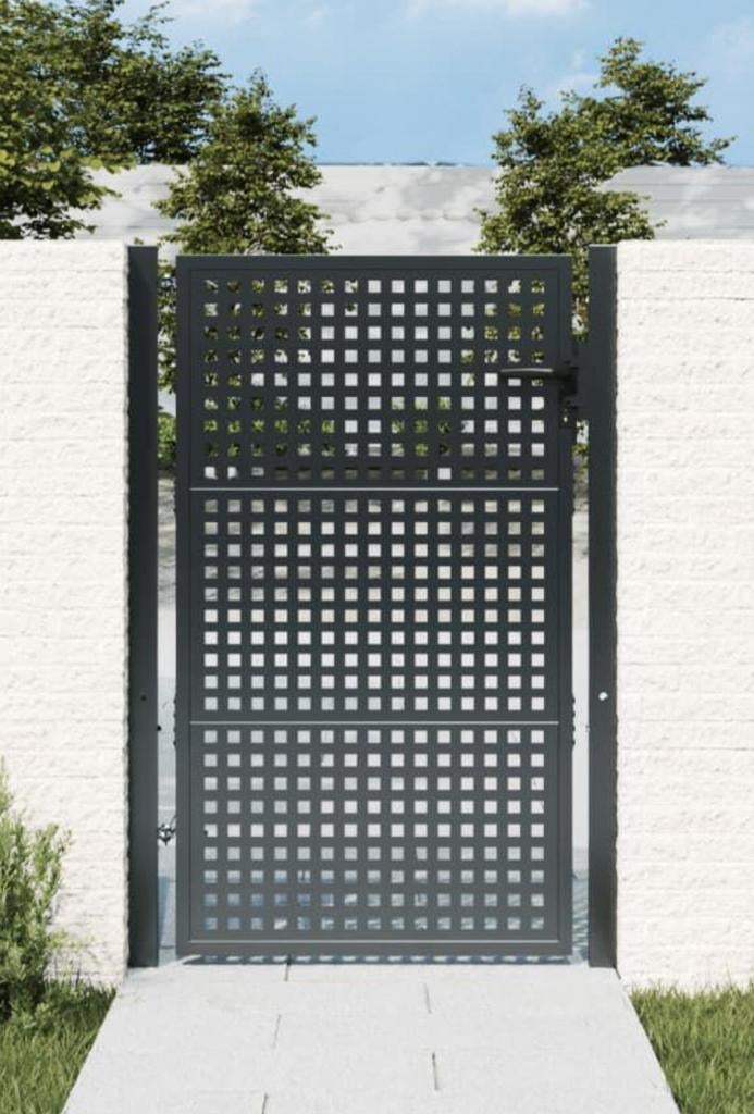 Moderne Nieuwe tuinpoort antraciet staal – 105 x 125 cm, Ophalen, Staal