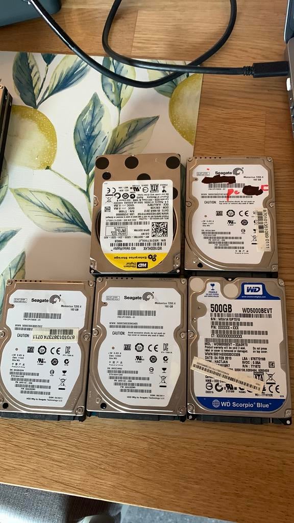 Laptop harde schijven + 2 desktop harde schijven, Computers en Software, Harde schijven, Ophalen, Gebruikt, Laptop