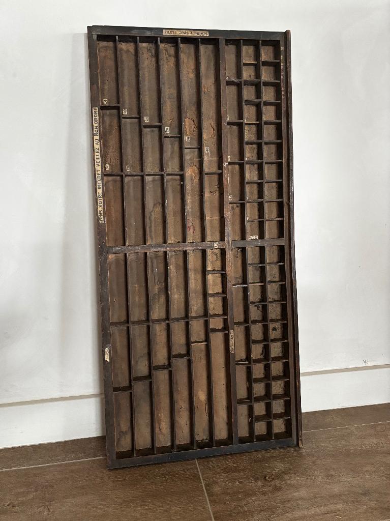 Oude letterbak vakjeskast, letterschuif hout, Ophalen