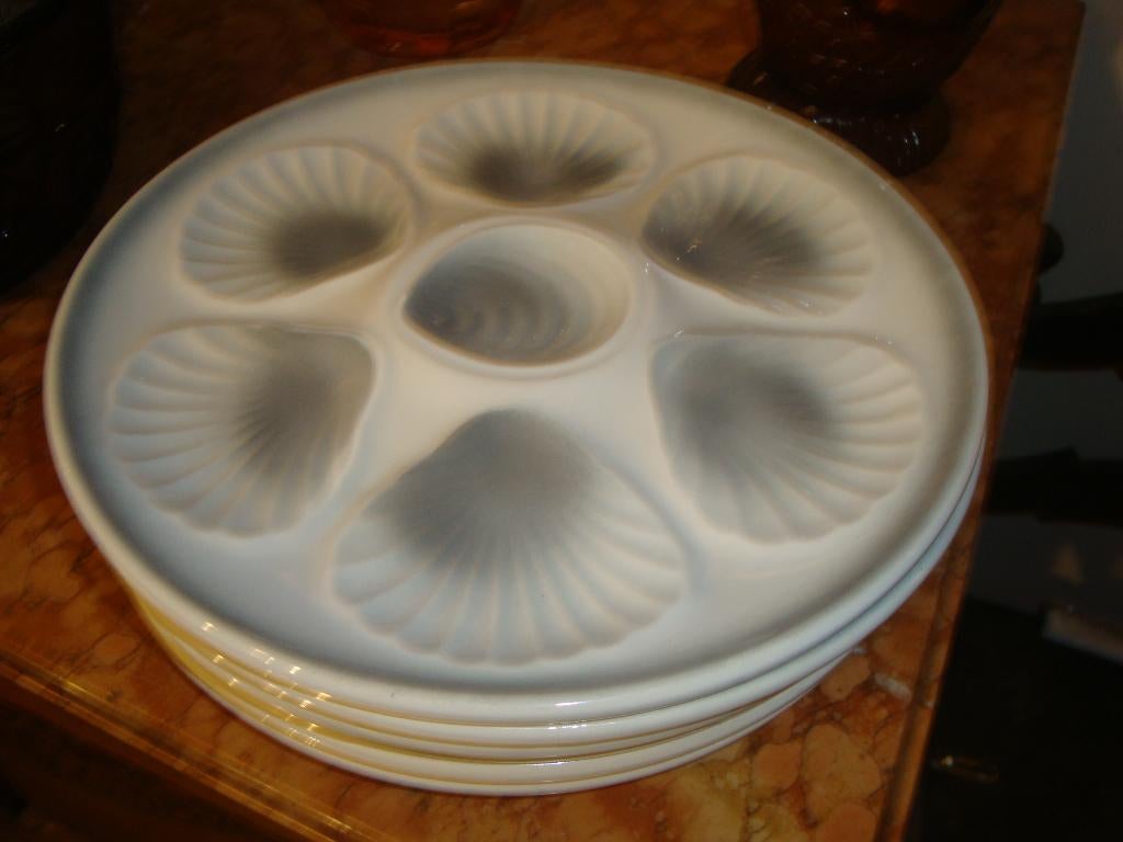 6 Vintage oesterborden. Moulins des Loups& Hamage., Antiquités & Art, Enlèvement