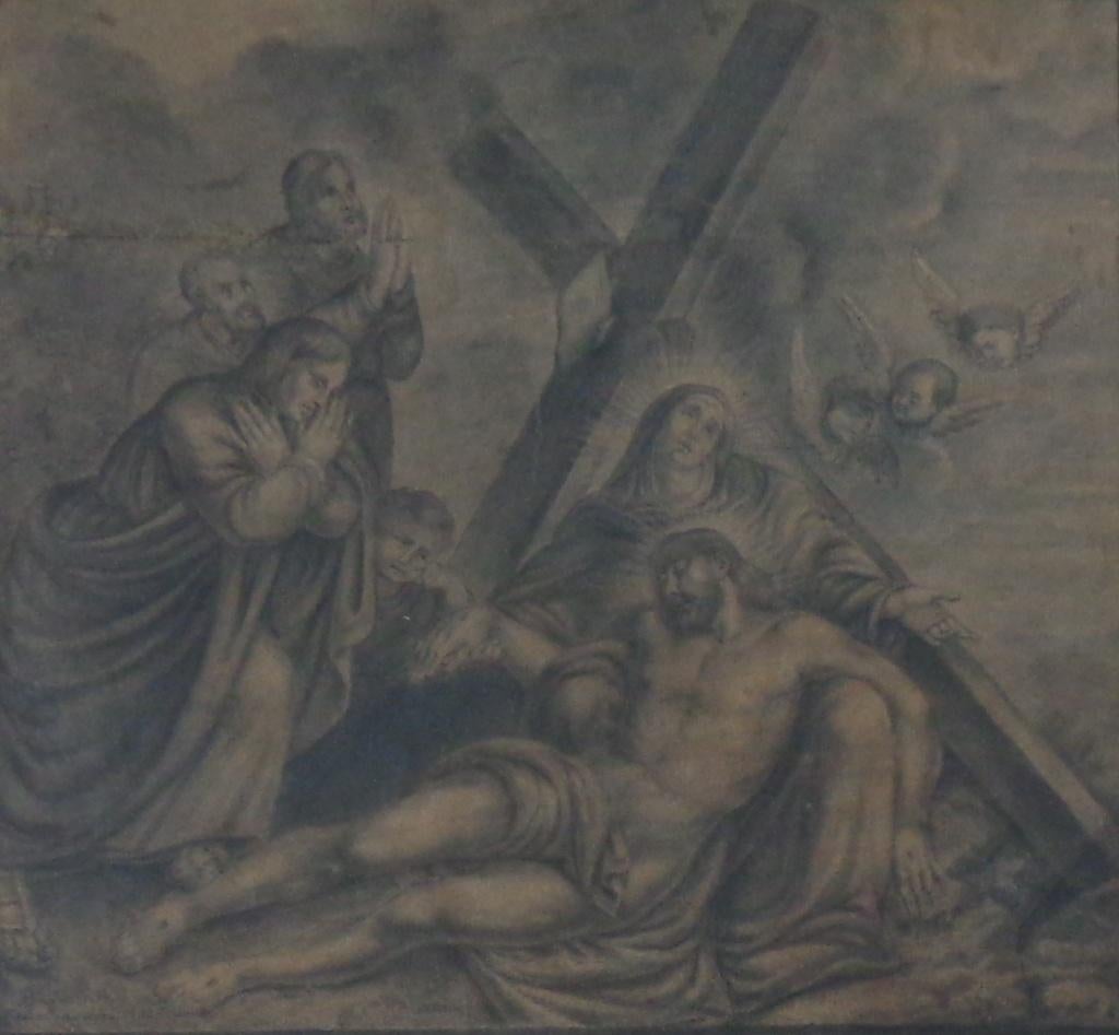 ACADEMIE DE LOUVAIN / BEWENING CHRISTUS / ORIGINEEL 46x49cm, Enlèvement ou Envoi