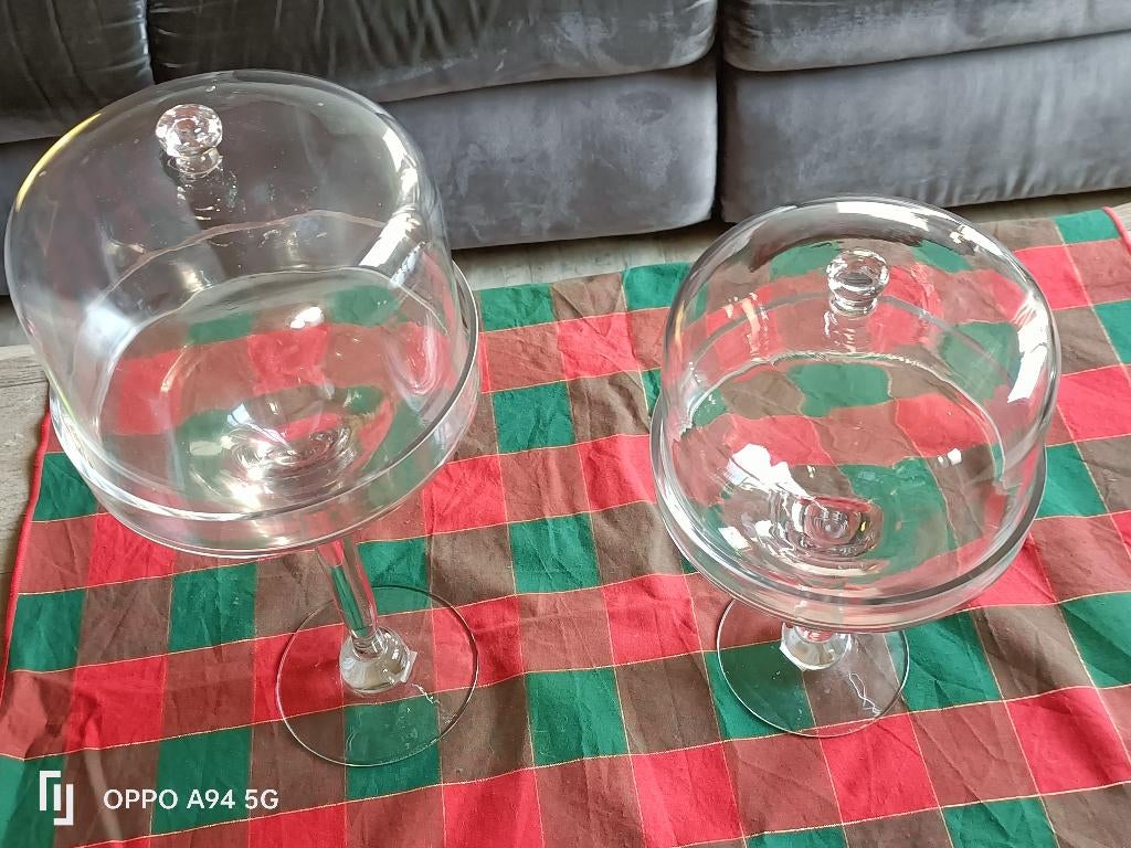 Glazen stolpen 2stuks set  op voet, Enlèvement, Comme neuf