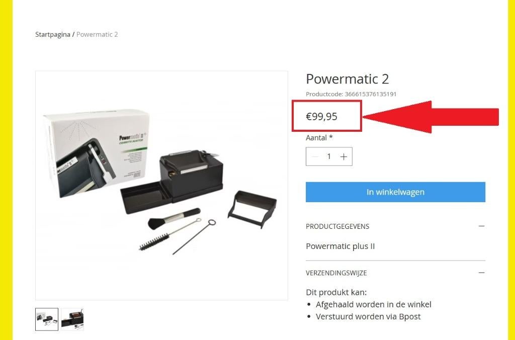 Sigarettenmachine Powermatic 2, Ophalen, Gebruikt, Overige typen