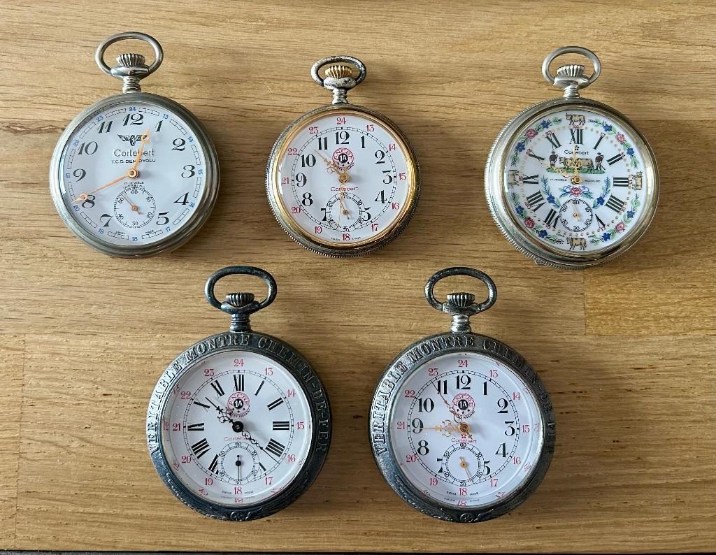 Lot de 5 montres de poche/gousset Cortébert, Enlèvement ou Envoi, Argent, Montre de poche