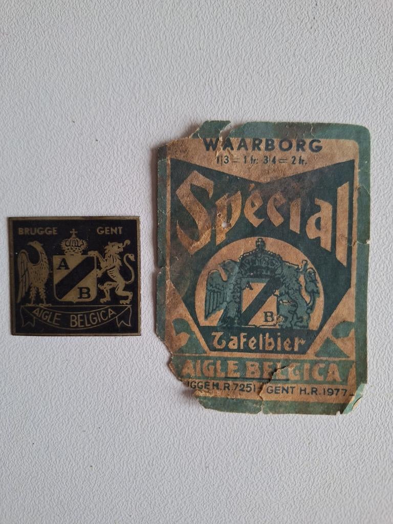 Oud etiket + plaatje brouwerij Aigle Belgica Brugge Gent, Collections, Enlèvement ou Envoi