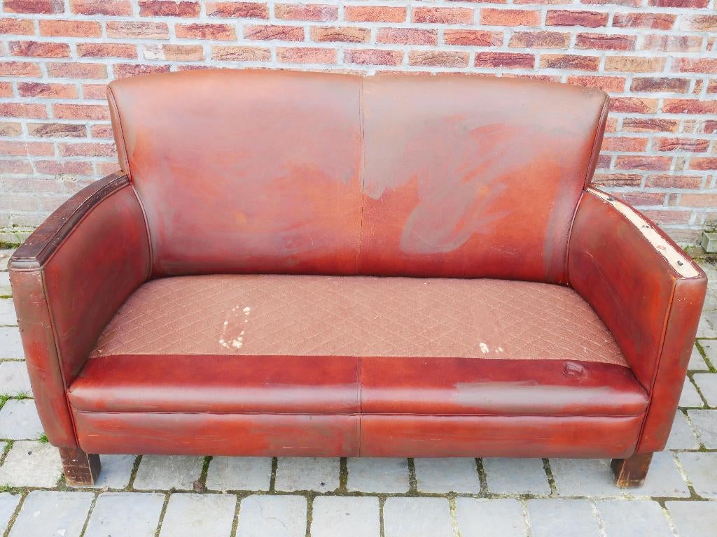 Canapé "Club", Huis en Inrichting, Zetels | Zetels, Gebruikt, Rechte bank, Tweepersoons, Minder dan 150 cm, Minder dan 75 cm, Hout