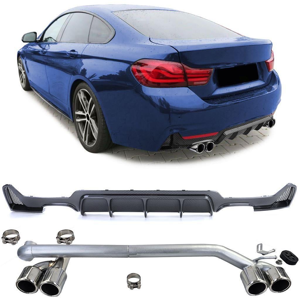 4 X Uitlaat Carbon Diffuser Bmw 4 serie F32 F33 F36 M Pack, Verzenden