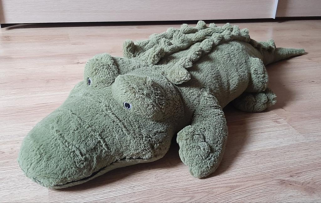 Knuffel grote groene krokodil +- 1m15 lang, Enlèvement, Comme neuf, Vert, Grand (plus de 80 cm)