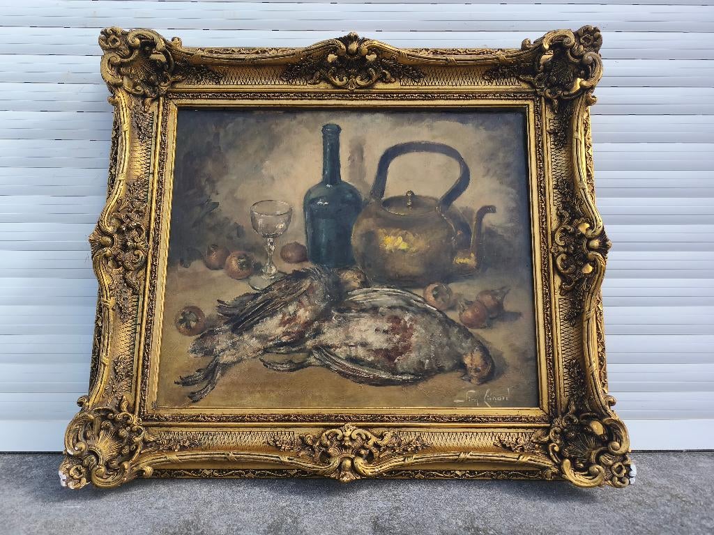 Huile sur toile nature morte signe Simone lienard, Antiquités & Art, Enlèvement