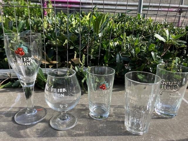 5 VERSCHILLENDE GLAZEN VAN BROUWERIJ BOON, Ophalen of Verzenden, Zo goed als nieuw, Bierglas
