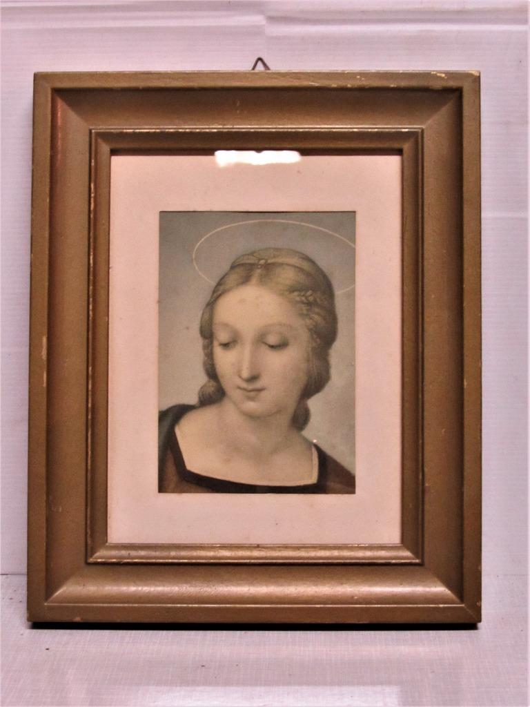 Leuk Antiek heel liefelijk foto van Maria met houten kader, Collections, Enlèvement ou Envoi, Utilisé