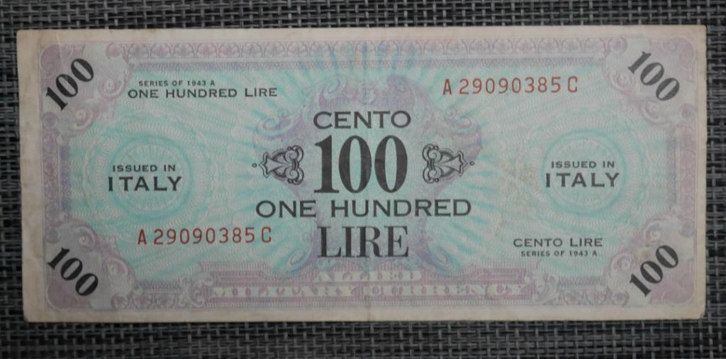 Billet 100 Lire Italie 1943 MONNAIE MILITAIRE A/C, Enlèvement ou Envoi, Italie, Série
