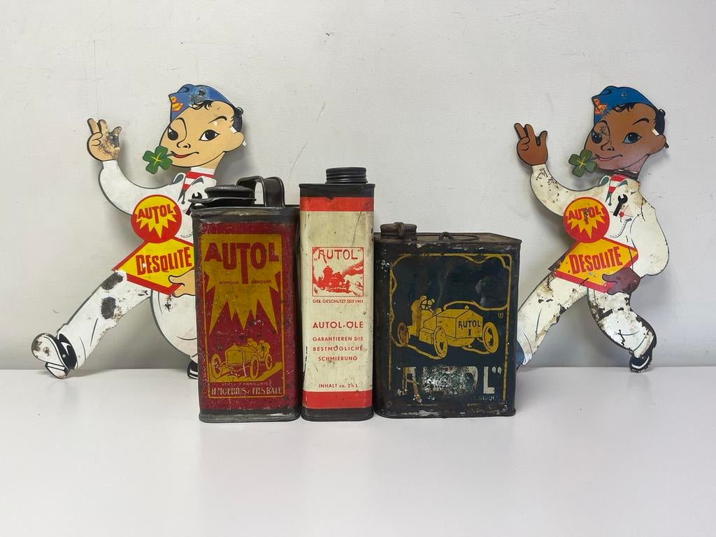 Vieux bidons d'huile AuTol, Collections, Enlèvement ou Envoi, Utilisé, Panneau publicitaire
