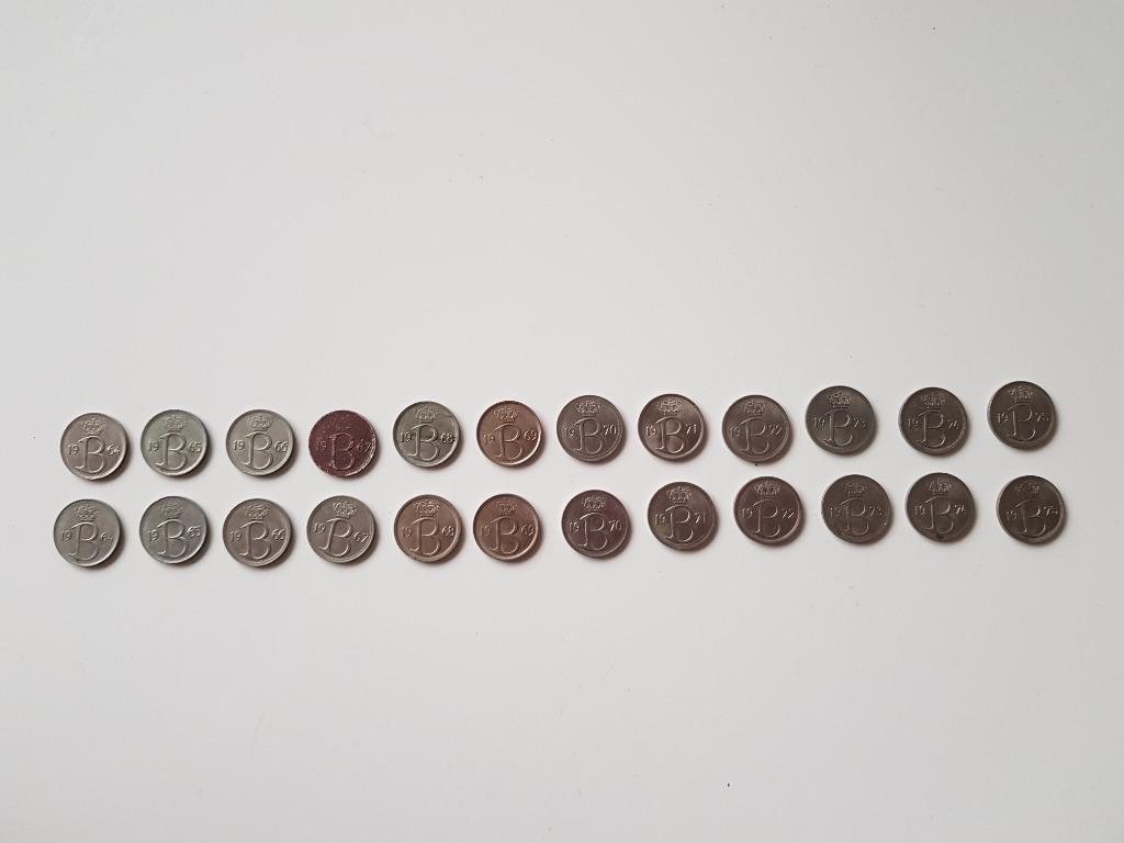 Pièces belges 25 cents 1964-1975 Franc belge Baudouin, Timbres & Monnaies, Monnaies | Belgique, Enlèvement ou Envoi