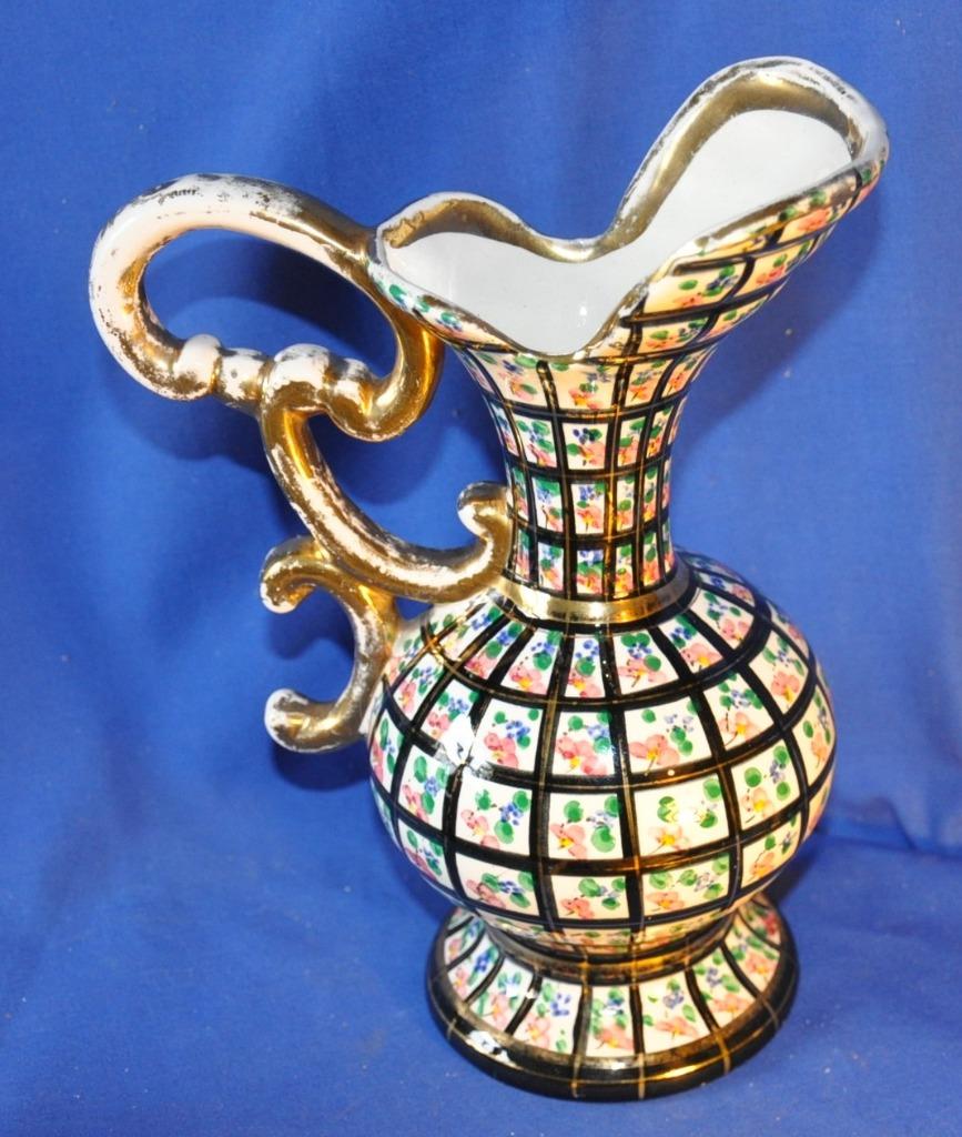 vase pichet motif carré fleuri bequet ?, Enlèvement ou Envoi