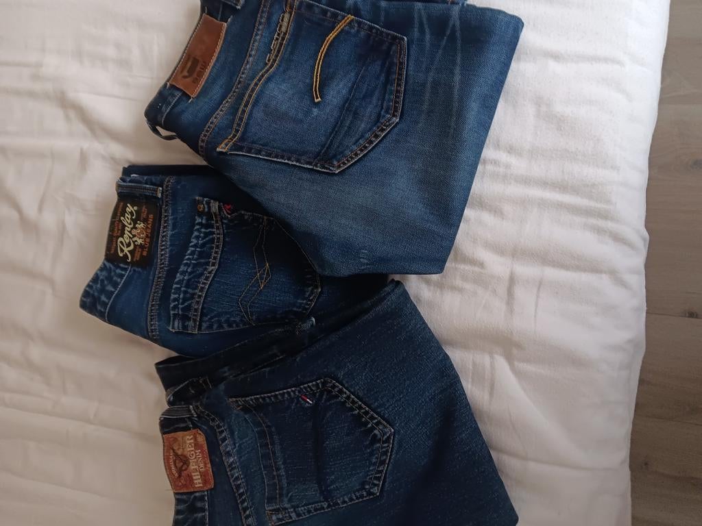 3 jeansbroeken maat 31/32 tommy, G Star,  replay, Ophalen, Gedragen