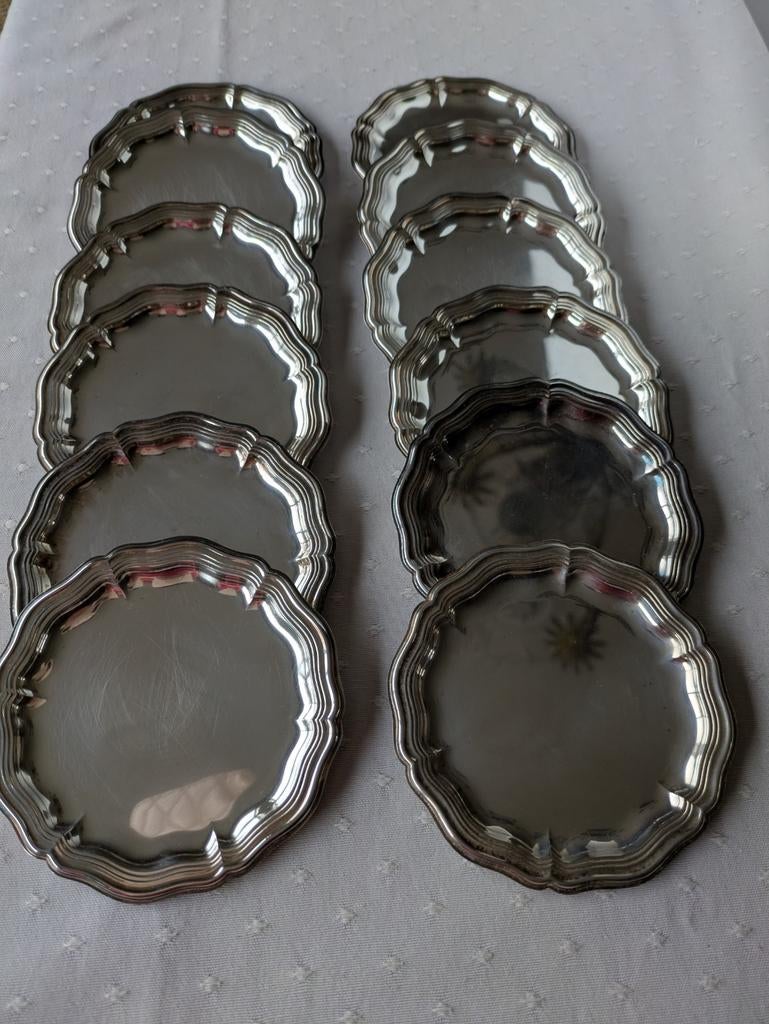 Glas-onderzetters verzilverd, onderleggers Brugse kant, Hobby en Vrije tijd, Kantklossen, Ophalen of Verzenden