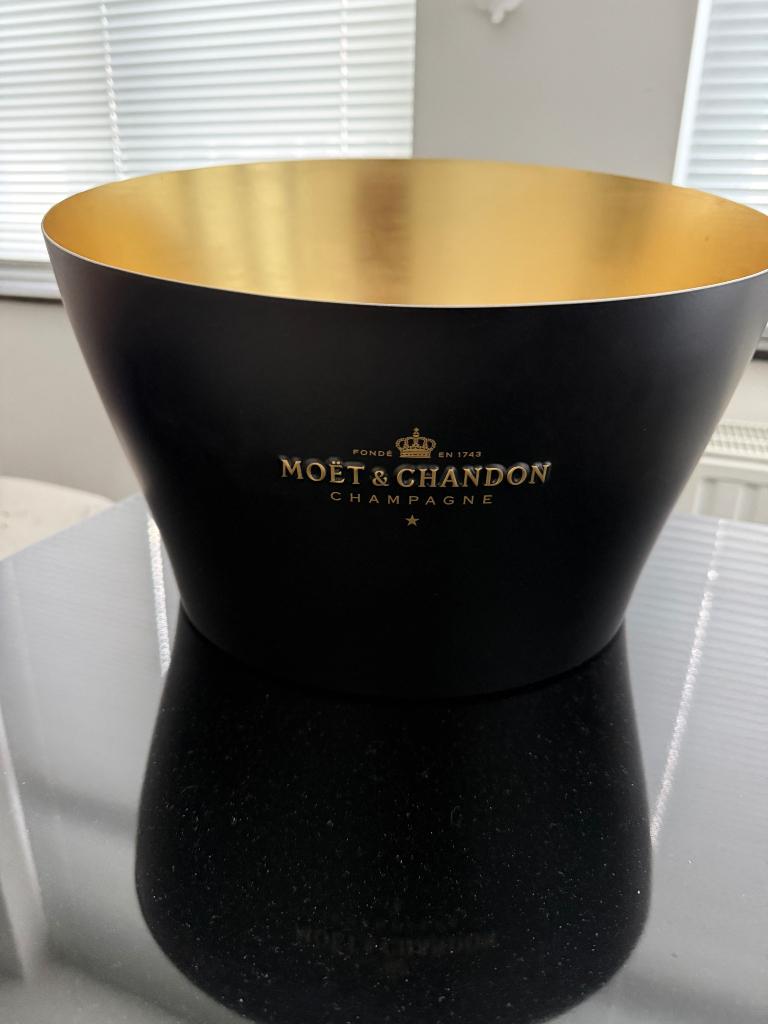 Champagne ICE BUCKET MOET & CHANDON goud - zwart!, Verzamelen, Ophalen, Zo goed als nieuw, Champagne