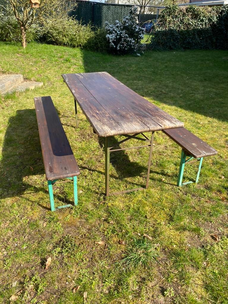 Bieetafelset/ tuinset, Jardin & Terrasse, Tables de pique-nique, Enlèvement, Utilisé, Rectangulaire, Bois