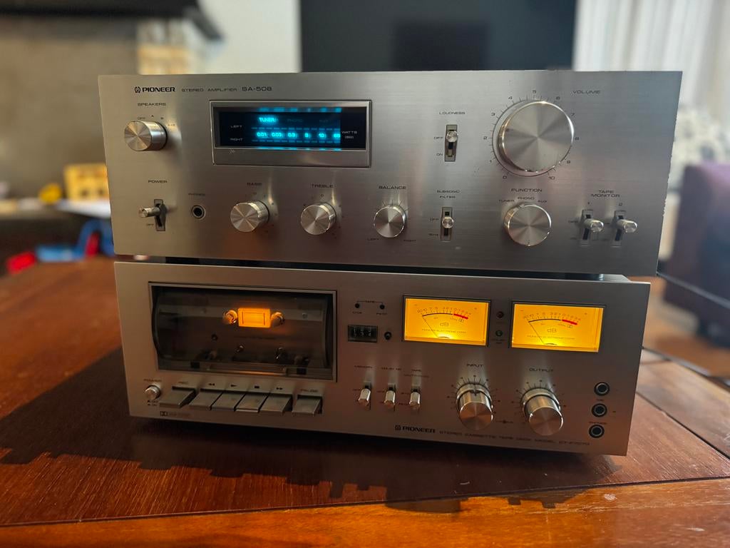 Vintage Pioneer Set SA-508 Blue Line CT-F7070 Cassette Deck, Audio, Tv en Foto, Cassettedecks, Ophalen of Verzenden
