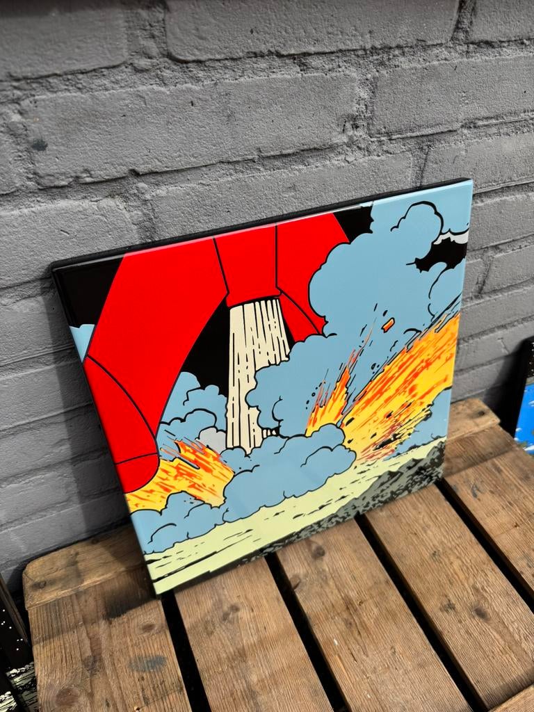 Emaille reclamebord Kuifje Raket op de maan, Verzamelen, Ophalen of Verzenden, Kuifje, Zo goed als nieuw, Plaatje, Poster of Sticker