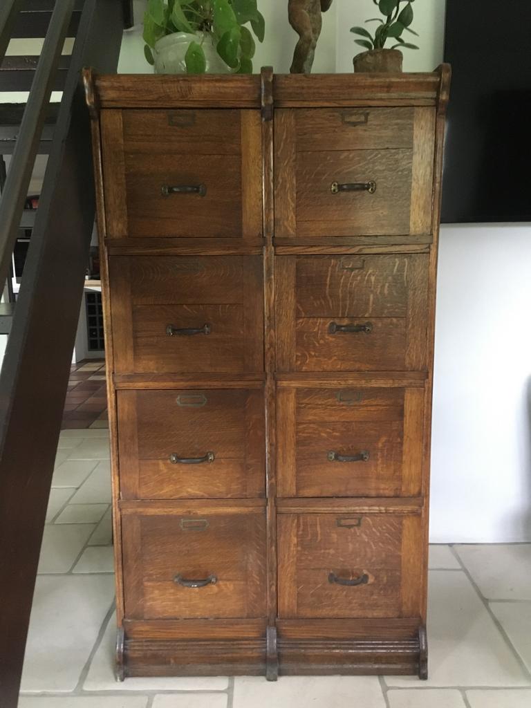 Zeldzame Dubbele antiek eiken Notariskast, Ophalen