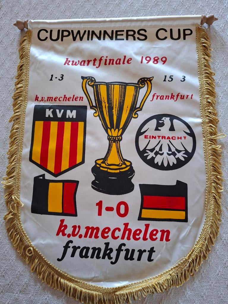 K1/4finale cupwinners cup 1989  KV MECHELEN-  FRANKFURT, Ophalen of Verzenden