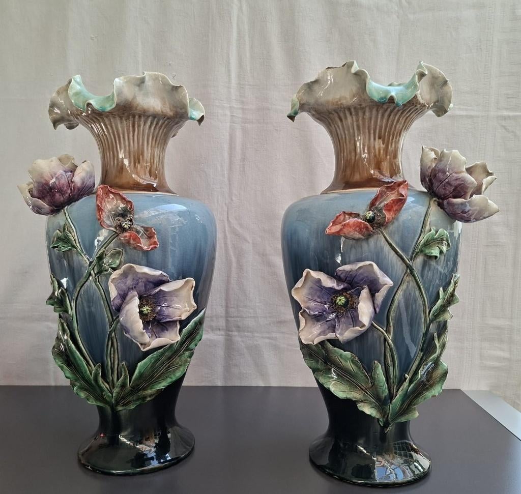 vases Barbotine, majolique française, céramique de Hasselt, Enlèvement
