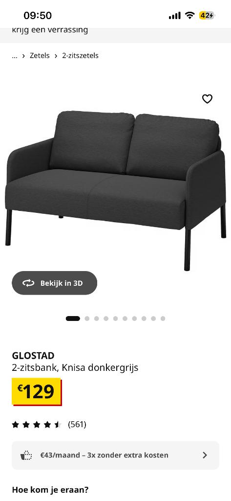 Zetel, Ophalen, Kunststof, Minder dan 75 cm, Tweepersoons