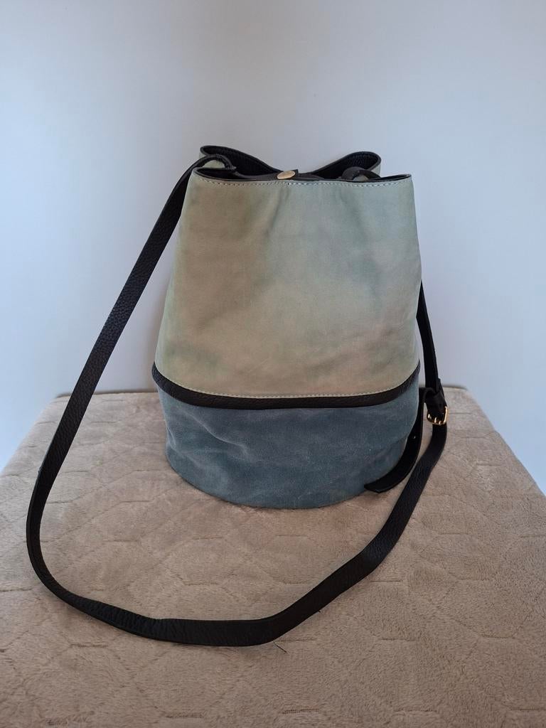 Lederen handtas van Neuville, Ophalen, Gebruikt, Blauw, Leer