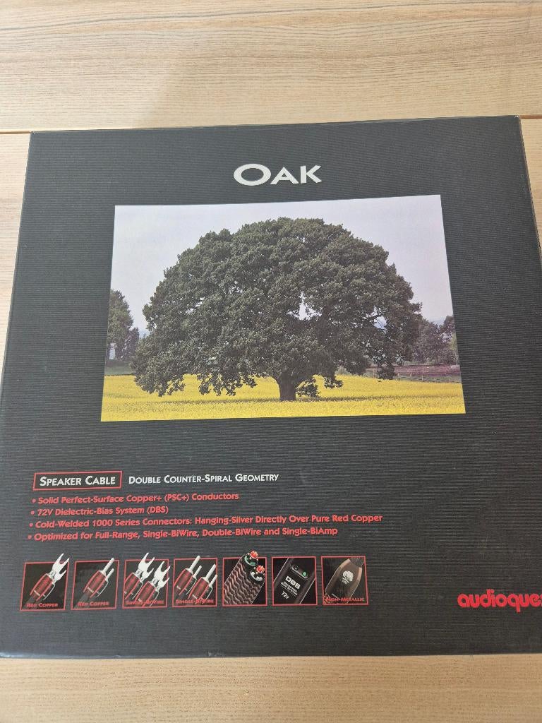 Câbles enceintes audioquest oak, TV, Hi-fi & Vidéo, Câbles audio & Câbles de télévision, Comme neuf, Câble de haut-parleur, 2 à 5 mètres