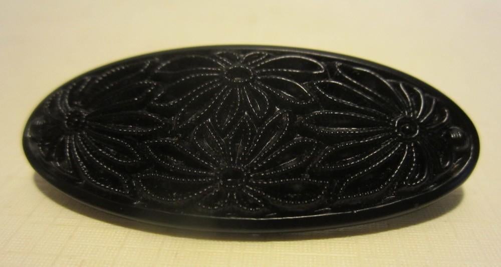 Broche florale victorienne, vulcanite, gutta percha, 1900, Envoi, Autres matériaux, Broche