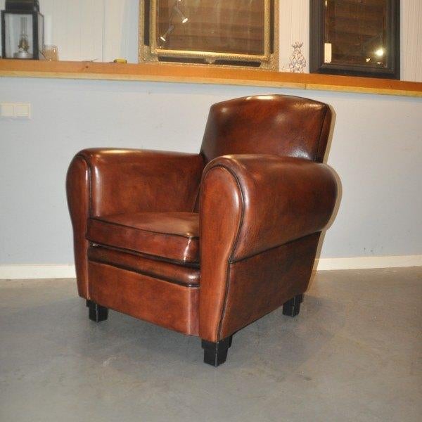 Schapenleren Art Deco fauteuil, Maison & Meubles, Fauteuils, Enlèvement ou Envoi, Comme neuf, Cuir