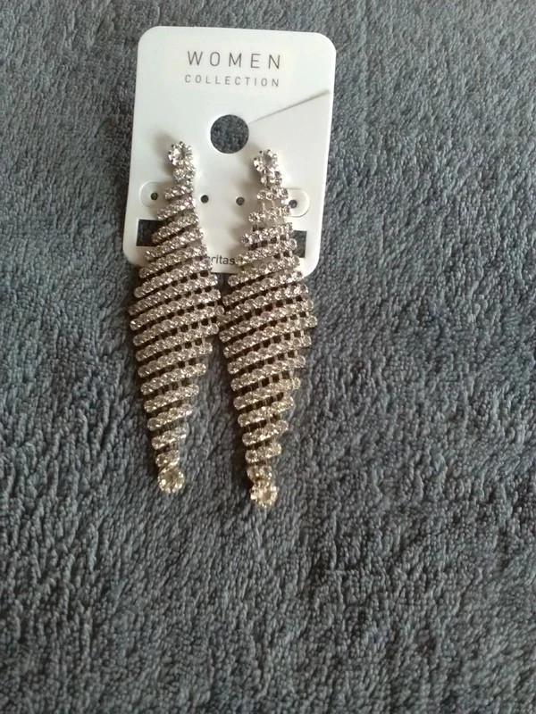 Veritas oorbellen met strass, Handtassen en Accessoires, Oorbellen, Overige materialen, Hangers, Nieuw, Ophalen of Verzenden