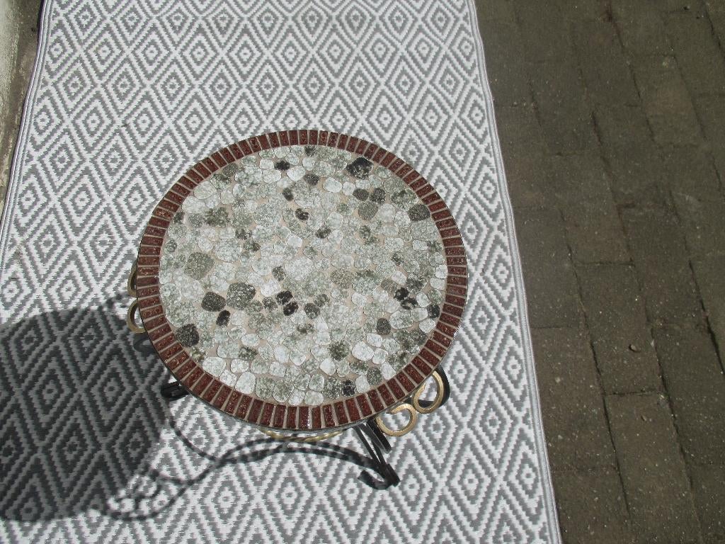 petite table ronde ceramique -fer forger, Antiquités & Art, Enlèvement