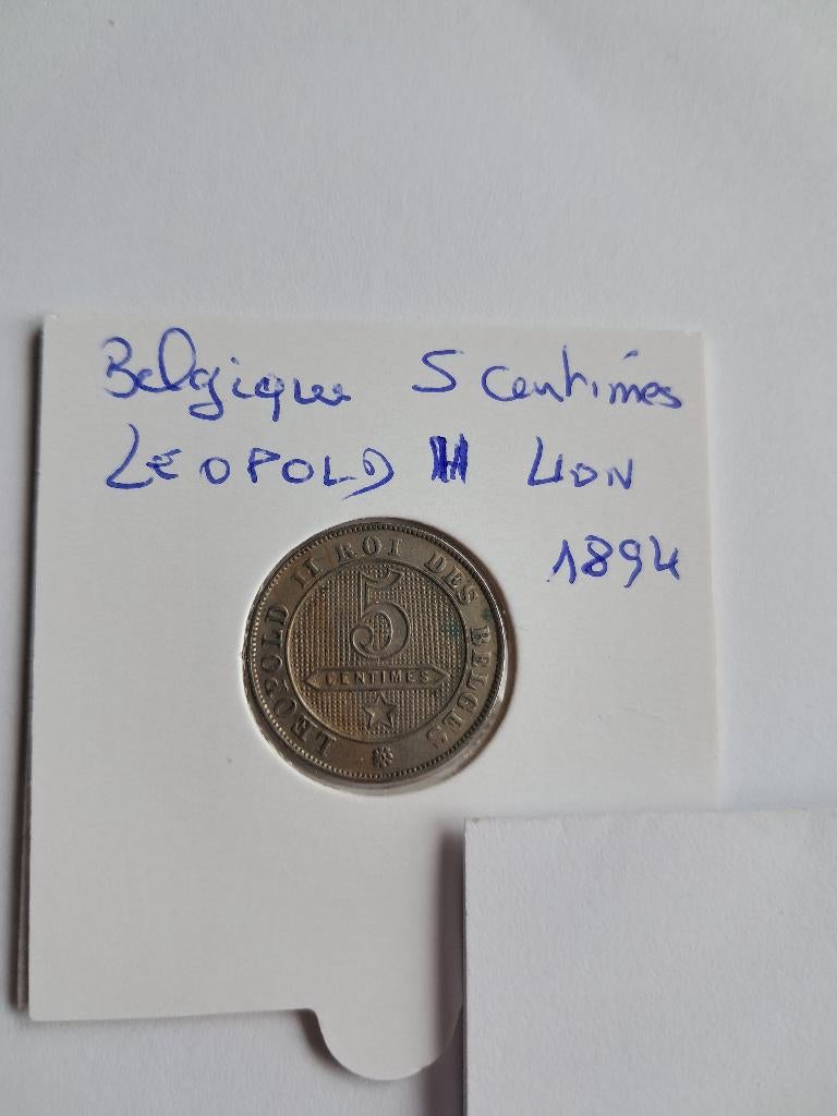 5 centimes BELGIQUE Léopold II 1894, Collections, Enlèvement, Comme neuf