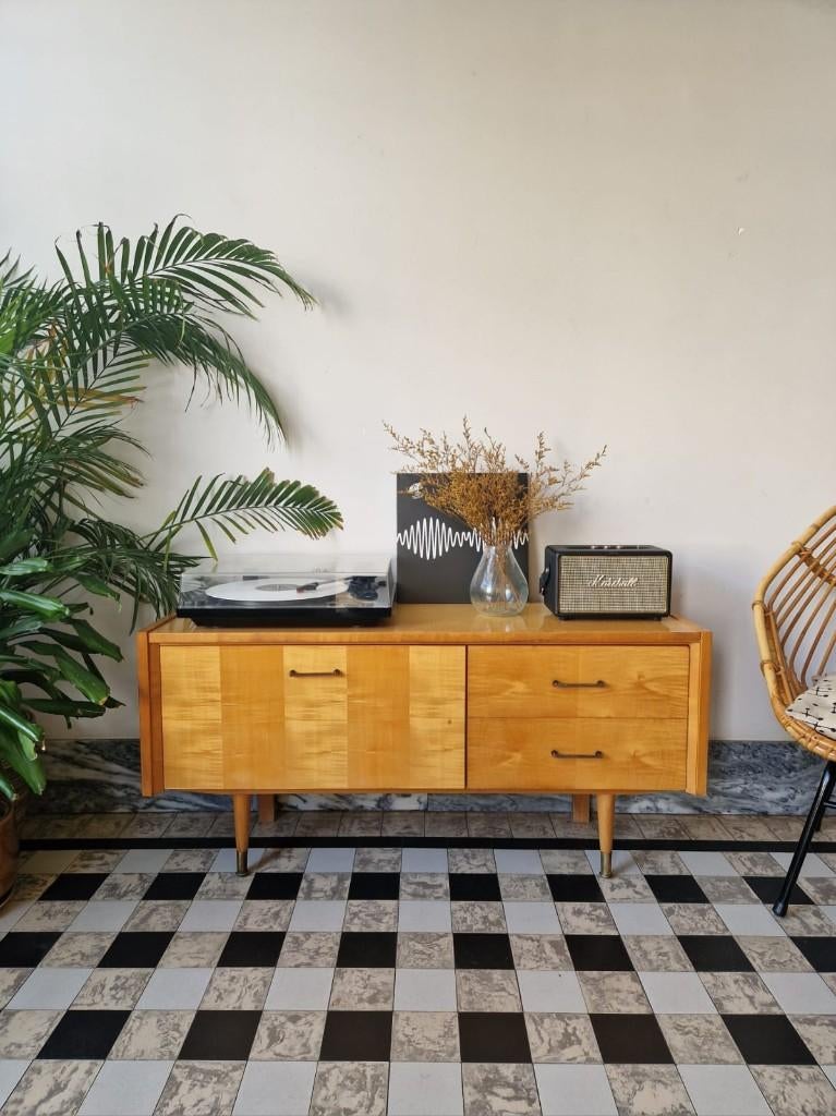 Vintage sixties dressoir | platenspeler meubel | kast, 25 à 50 cm, Moins de 100 cm, Vintage, 100 à 150 cm