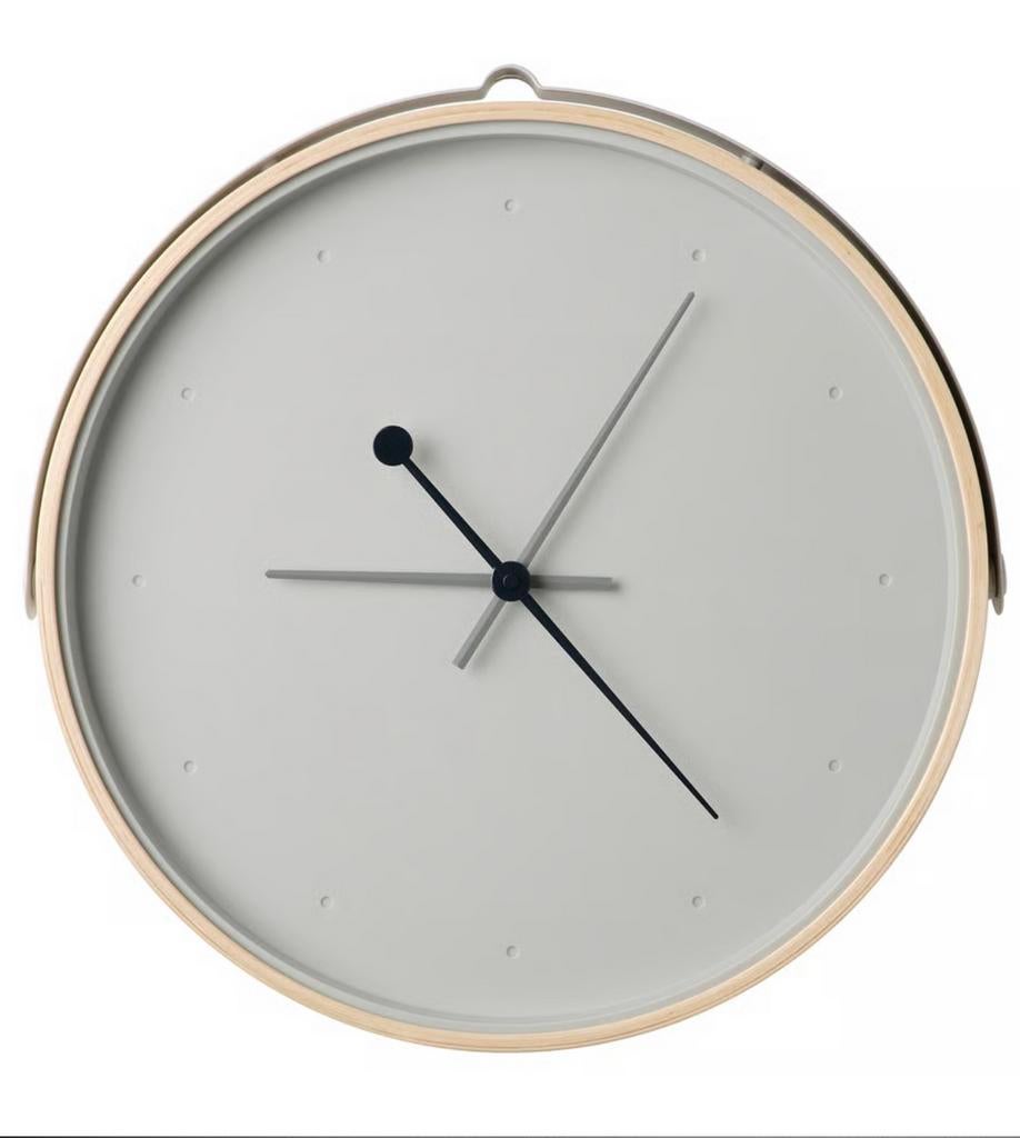 Prachtige nieuwe wandklok lichtgrijs metalen frame nieuw, Huis en Inrichting, Ophalen, Zo goed als nieuw, Wandklok