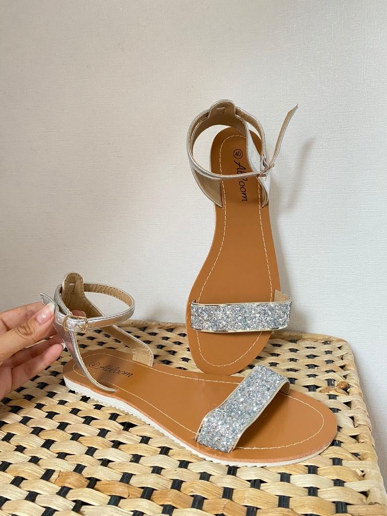 Zilveren sandalen - maat 40, Neuf, Autres couleurs, Abloom, Sandales et Mûles