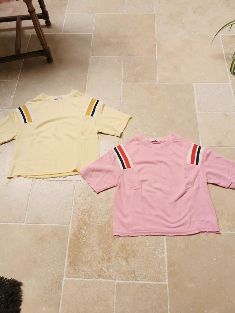 2 Mooie t-shirts van Bershka, Geel, Zo goed als nieuw, Korte mouw, Maat 36 (S)