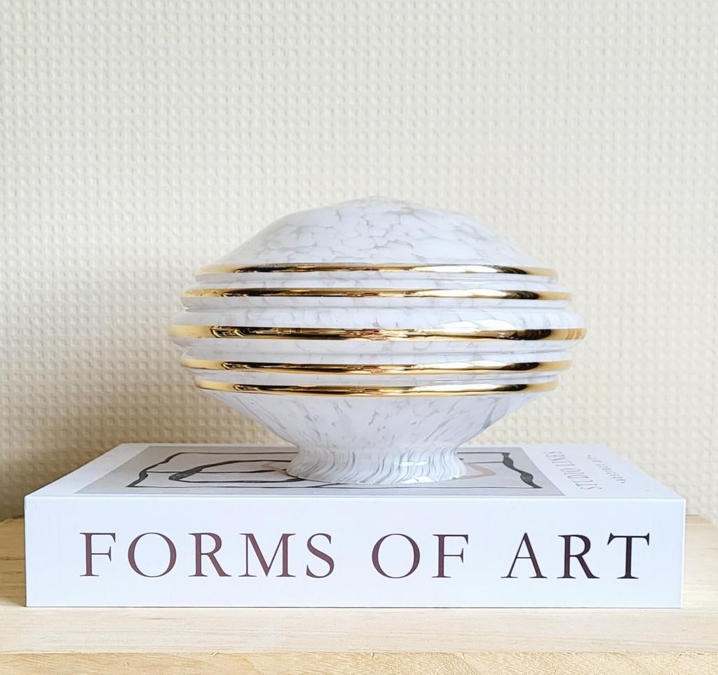 Prachtige vintage artdeco gewolkte glazen lampenbol!, Ophalen of Verzenden