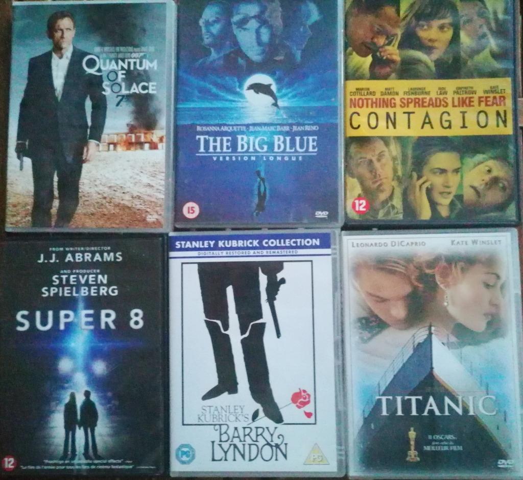 6 superbes dvd dt le grand bleu, titanic, james bond, barry, 1980 à nos jours, Action et Aventure, Tous les âges, Comme neuf