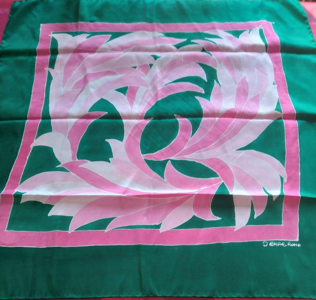 ZIJDEN VIERKANT/SJAAL HANDSCHILDERING-ZIJDE 100%, O BHAR  ROMA, Ophalen of Verzenden, Zo goed als nieuw, Sjaal