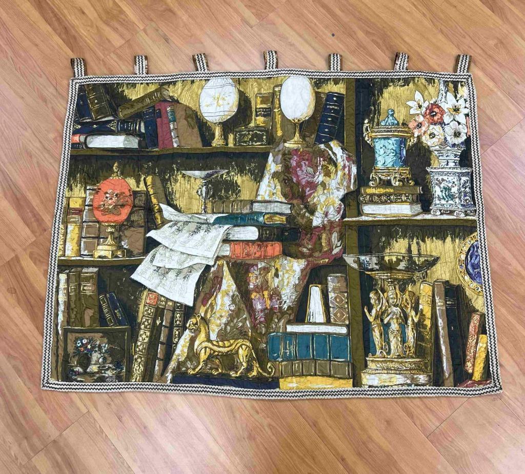 Vintage wandkleed met boekenkast afbeelding 109/83, Antiek en Kunst, Ophalen of Verzenden